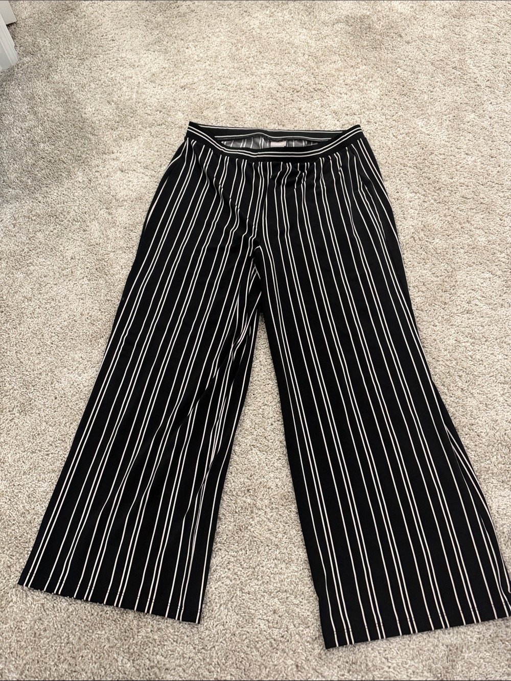 Chico's Black Wide-Leg Pinstripe Pants